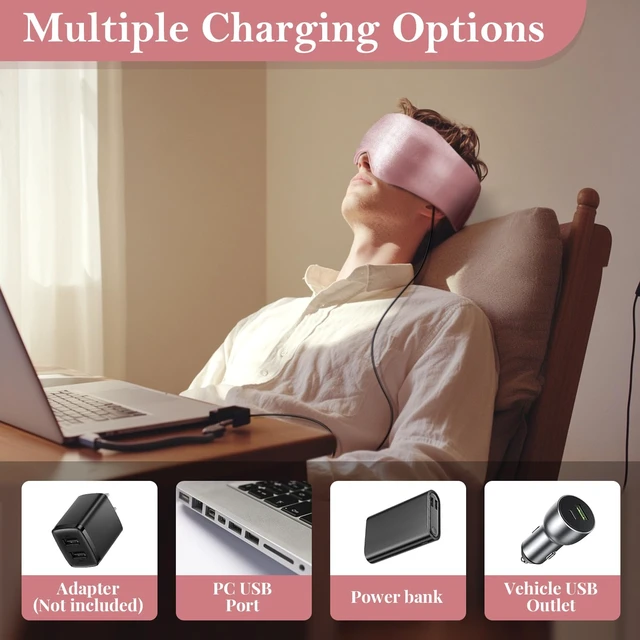 Alt view image 6 of 7 - Electric Heated Eye Mask for Dry Eyes, Warm Eye Compress | USB Corded, Silk Soft, Sinus Relieve, Tension Headache, 3 Temp Settings, 30-Min Auto Off, Travel, Gift for Family