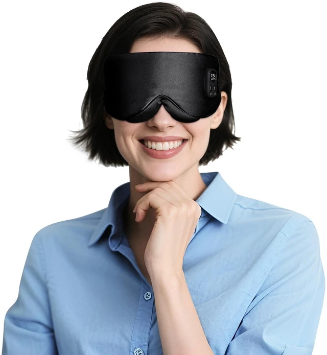 Main image of Heated Eye Mask for Dry Eyes, Warm Compress with Adjustable Heat & Timer | Silk heated eye mask with 4 heat levels, 4 timers, rechargeable cordless design, washable cover for home, sleep, or travel