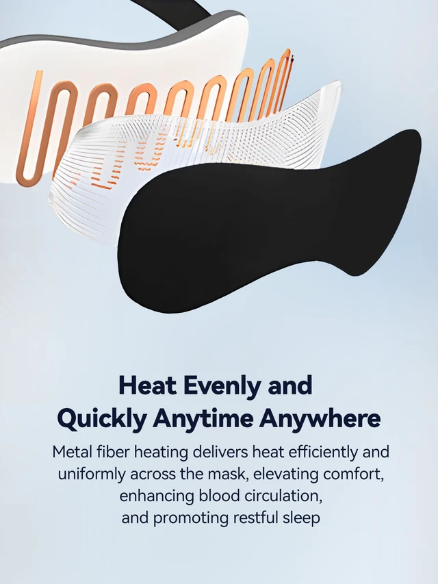 Alt view image 5 of 7 - Heated Eye Mask for Dry Eyes, Warm Compress with Adjustable Heat & Timer | Silk heated eye mask with 4 heat levels, 4 timers, rechargeable cordless design, washable cover for home, sleep, or travel