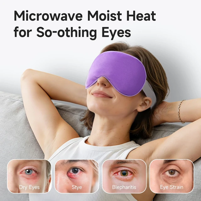 Alt view image 2 of 7 - Heated Eye Mask, Microwavable Moist Heat, Warm Compress, Purple | Eye Heating Pad for Dry Eyes, MGD, Stye, Blepharitis and Chalazion, Weighted Eye Mask for Sinus Headache, Eye Warmer