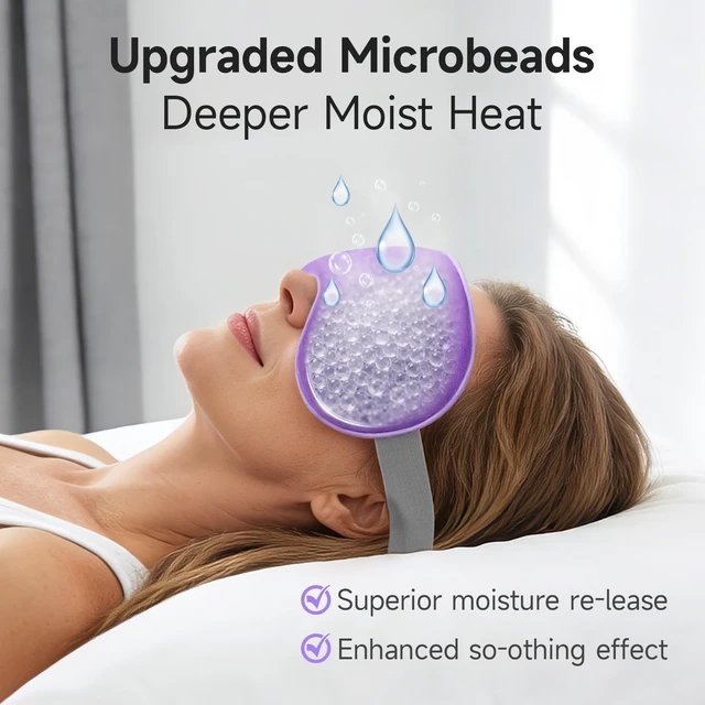 Alt view image 4 of 7 - Heated Eye Mask, Microwavable Moist Heat, Warm Compress, Purple | Eye Heating Pad for Dry Eyes, MGD, Stye, Blepharitis and Chalazion, Weighted Eye Mask for Sinus Headache, Eye Warmer