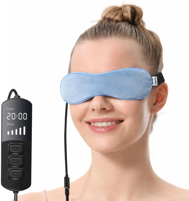 Main image of Heated Eye Mask for Dry Eyes, Warm Eye Compress with Flaxseed for MGD, Dry Eye Syndrome, Chalazion Blepharitis Stye Eye Treatment, Steam Moist to Unclog Glands (Blue)