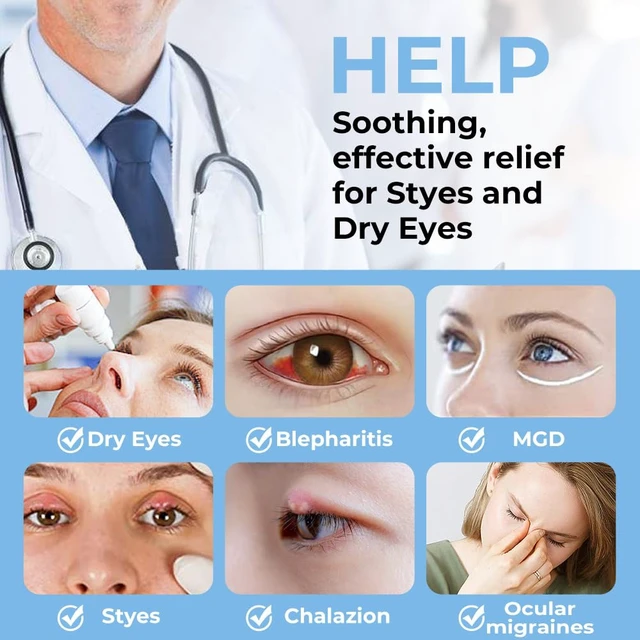 Alt view image 2 of 7 - Heated Eye Mask for Dry Eyes, Warm Eye Compress with Flaxseed for MGD, Dry Eye Syndrome, Chalazion Blepharitis Stye Eye Treatment, Steam Moist to Unclog Glands (Blue)