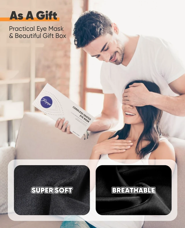Alt view image 6 of 7 - Heated Eye Mask, Cordless Warm Eye Compress for Dry Eyes Blepharitis, Light Blocking Heat Eye Mask for Men Women, 1000mAh Rechargeable Battery and Washable Cover (Black)
