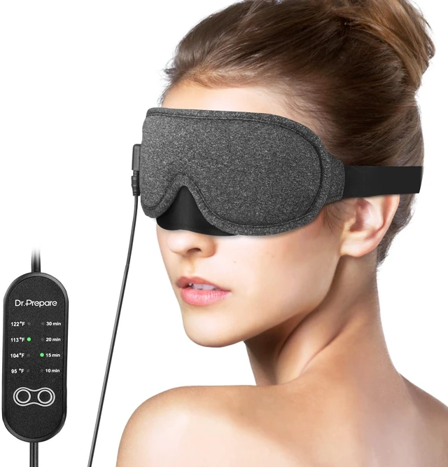 Main image of Heated Eye Mask With Temperature & Timer Control, USB Warm Compress for Dry Eyes, Sleep, Blepharitis, Dark Circles, MGD and Puffy Eyes - Earplugs Included