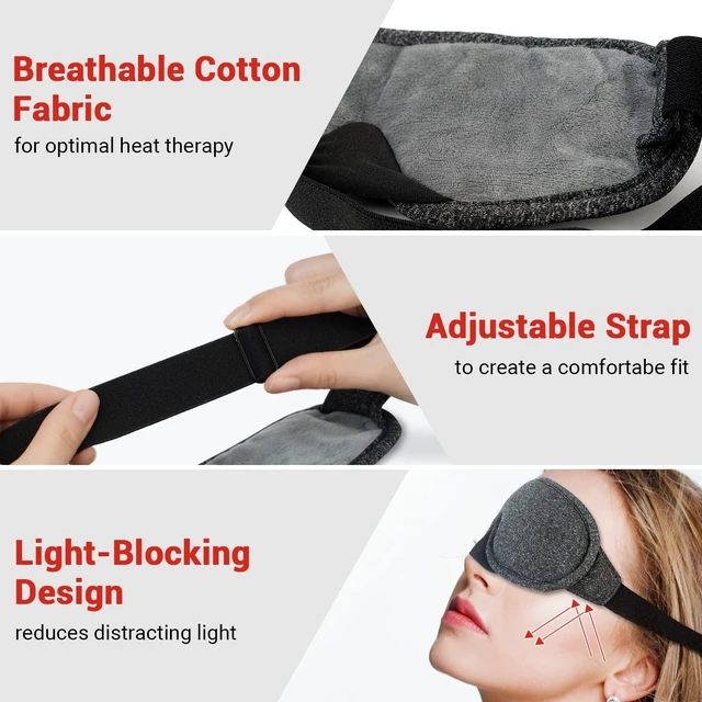 Alt view image 5 of 7 - Heated Eye Mask With Temperature & Timer Control, USB Warm Compress for Dry Eyes, Sleep, Blepharitis, Dark Circles, MGD and Puffy Eyes - Earplugs Included