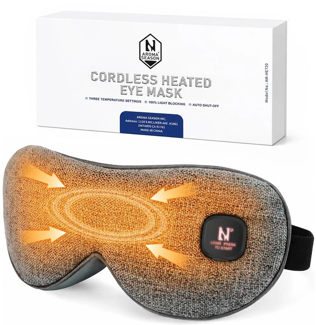 Main image of Heated Eye Mask Cordless, Warm Compress for Dry Eyes, Stye. Blepharitis, Chalazion, MGD, Machine Washable Perfect Light Blocking (Grey)