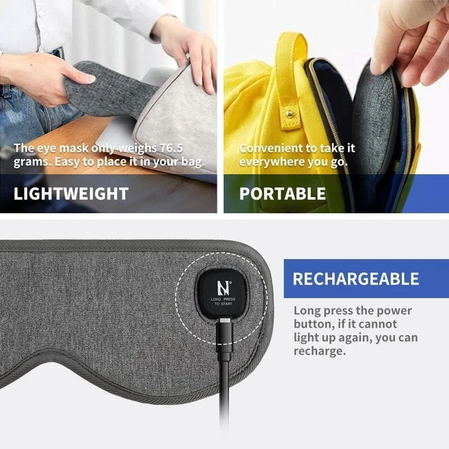 Alt view image 5 of 7 - Heated Eye Mask Cordless, Warm Compress for Dry Eyes, Stye. Blepharitis, Chalazion, MGD, Machine Washable Perfect Light Blocking (Grey)