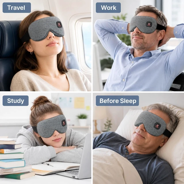Alt view image 6 of 7 - Heated Eye Mask Cordless, Warm Compress for Dry Eyes, Stye. Blepharitis, Chalazion, MGD, Machine Washable Perfect Light Blocking (Grey)