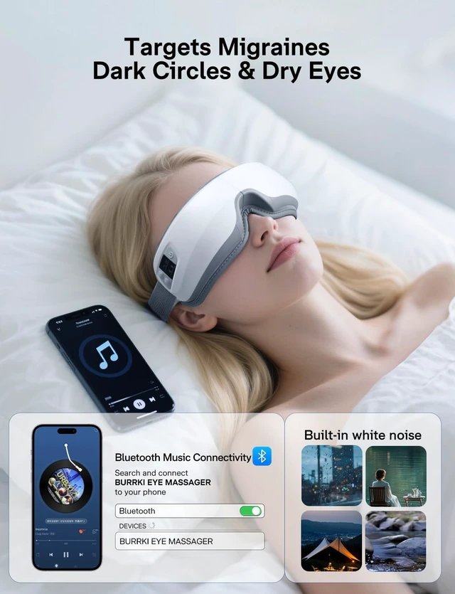Alt view image 6 of 7 - Eye Massager with Heat and Cooling, Heated Massage Eye Mask | Eye Compression Massager Reduces Migraines, Dry Eyes, Headache Relief, Birthday Gifts for Women Men Mom Dad, FSA Eligible HSA