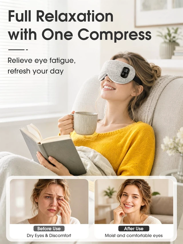 Alt view image 5 of 7 - Heated Eye Mask, Cordless Warm Compress for Dry Eyes Blepharitis | Stye Treatment Eye Relief Improve Sleep, 4-Level Temperature & Timer, Washable Eye Heating Pad for Sleeping, Travel, Grey