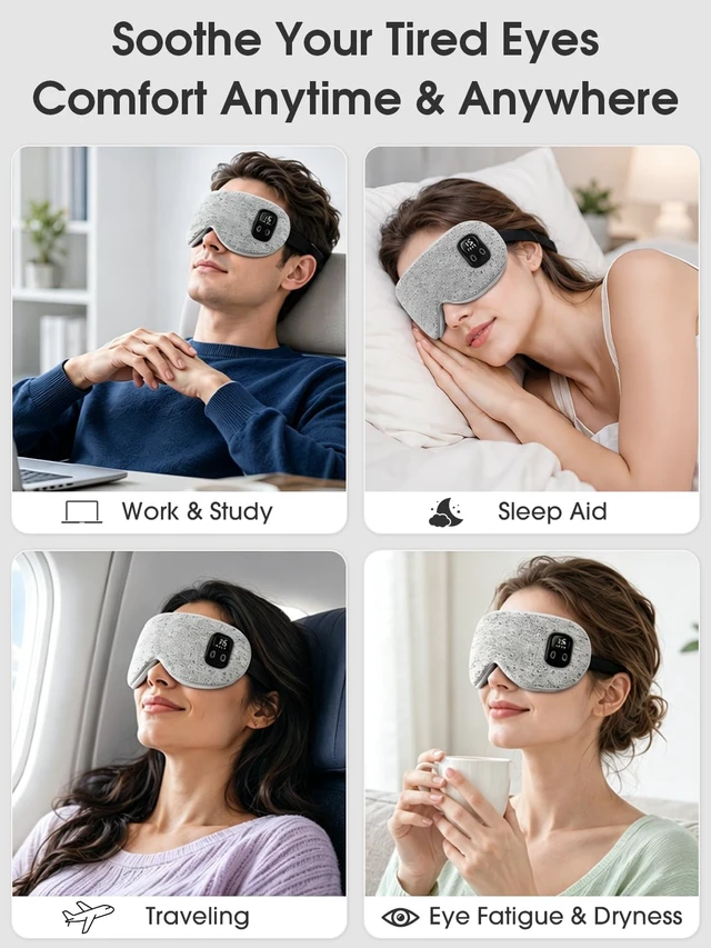 Alt view image 7 of 7 - Heated Eye Mask, Cordless Warm Compress for Dry Eyes Blepharitis | Stye Treatment Eye Relief Improve Sleep, 4-Level Temperature & Timer, Washable Eye Heating Pad for Sleeping, Travel, Grey