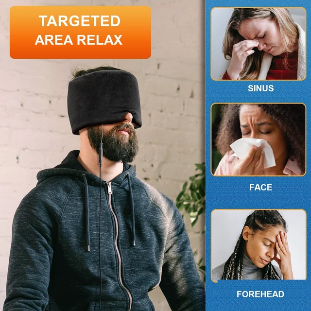 Alt view image 6 of 7 - Extra Large Moist Heat Sinus Mask, Face Heating Pad with Auto-Off | Extra-Thick Fabric with Adjustable Strap, 3 Heat & 5 Timer Settings, Overheat Shutoff, Machine-Washable Design