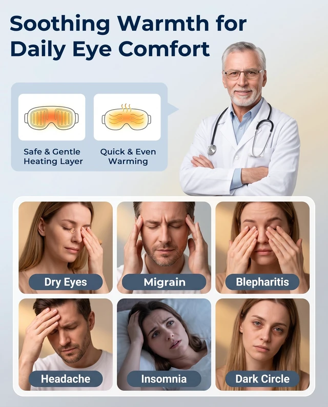 Alt view image 4 of 7 - Heated Eye Mask for Dry Eyes Silk Cordless Warm Eye Compress Daily Eye Care | Soothing Relief for Migraine & Tired Eyes, Multi Scene Use for Home Office Travel, Rechargeable & Washable, Gray