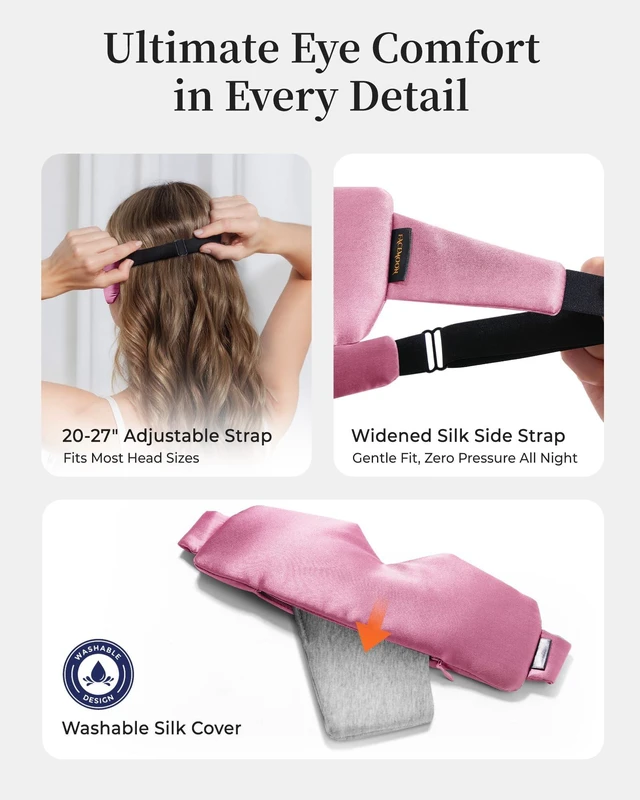 Alt view image 7 of 7 - Heated Eye Mask for Dry Eyes, USB Powered Silk Warm Compress for Eyes | Electric Eye Heating Pad with 3 Heat Levels & 4 Timer, Washable Dry Eye Mask for Blepharitis, Stye, MGD, Sinus Pressure, Pink