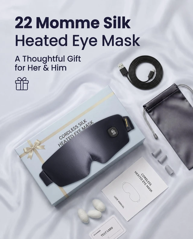 Alt view image 5 of 7 - Heated Eye Mask for Dry Eyes Silk Cordless Warm Eye Compress Daily Eye Care | Soothing Relief for Migraine & Tired Eyes, Multi Scene Use for Home Office Travel, Rechargeable & Washable, Gray