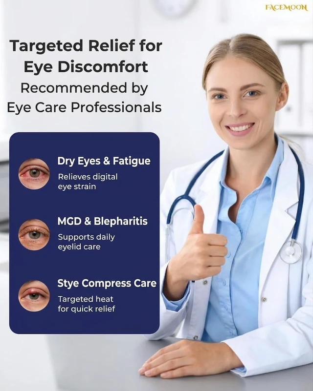 Alt view image 2 of 7 - Heated Eye Mask for Dry Eyes, USB Powered Silk Warm Compress for Eyes | Electric Eye Heating Pad with 3 Heat Levels & 4 Timer, Washable Dry Eye Mask for Blepharitis, Stye, MGD, Sinus Pressure, Blue