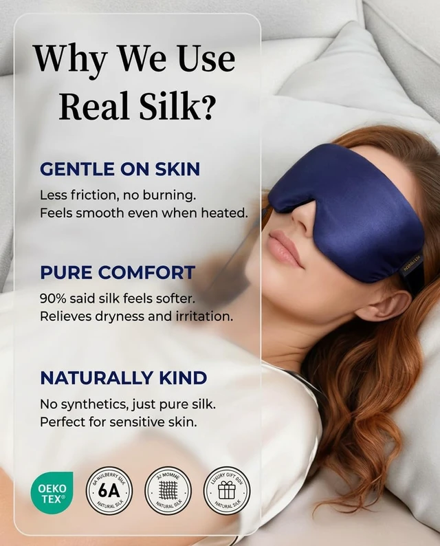 Alt view image 4 of 7 - Heated Eye Mask for Dry Eyes, USB Powered Silk Warm Compress for Eyes | Electric Eye Heating Pad with 3 Heat Levels & 4 Timer, Washable Dry Eye Mask for Blepharitis, Stye, MGD, Sinus Pressure, Blue