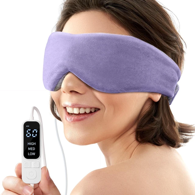Main image of Heated Eye Mask, Warm Eye Compress Mask for Dry Eyes, Sleep Mask | USB Electric Heating Pad, 3 Temperature & 4 Timer Control, Relax & Reduce Strain Dark Circle Stye Treatment, Purple