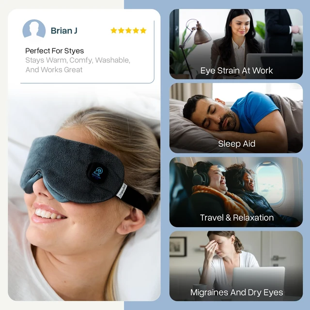 Alt view image 6 of 7 - Cordless Heated Eye Mask, Rechargeable Warm Compress for Dry Eyes | USB Rechargeable, Washable Cover, Comfort for Styes & Blepharitis, Sinus Relief, Reusable, Cordless, Moist Heat Therapy