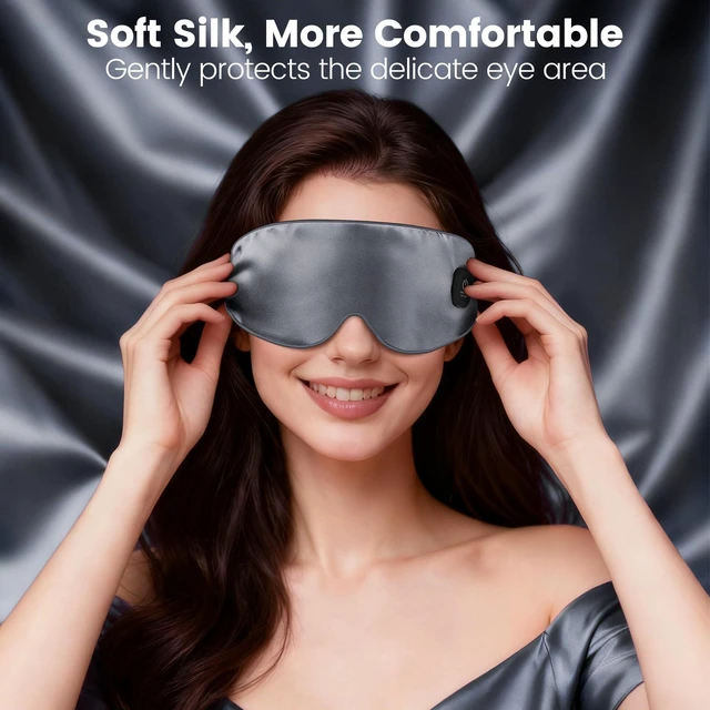 Alt view image 6 of 7 - Cordless Heated Eye Mask for Dry Eyes, Rechargeable Heat Sleep Mask, Grey | Blocking Light Warm Compress with 3 Temperature Settings, 1000mAh Electric Eye Heating Pad for Sleeping, Washable