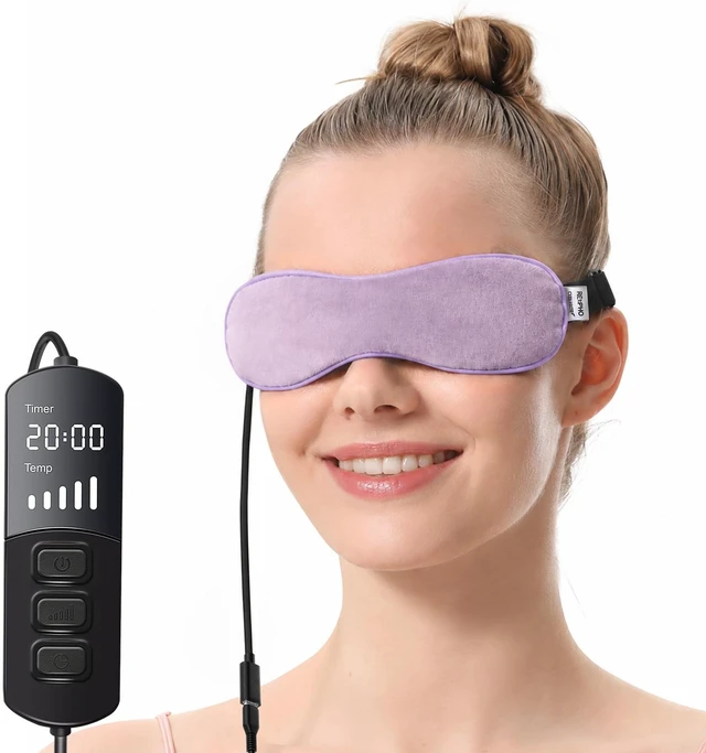 Main image of Heated Eye Mask for Dry Eyes, Warm Eye Compress with Flaxseed Graphene FIR for MGD, Dry Eye Syndrome, Chalazion Blepharitis Treatment, Steam Moist Heat Therapy to Unclog Glands (Purple)