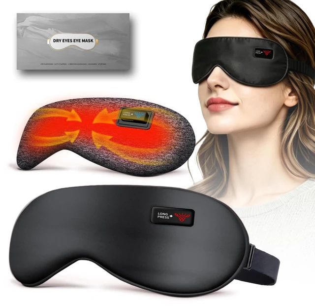 Main image of Heated Eye Mask for Dry Eyes Relief, Precise Heating Fits Eyelids,FSA-HSA Eligible,Engineered Cordless Warm Eye Compress for MGD, Styes, Slimmer Silk Sleep Eyeshade,Washable, Rechargeable