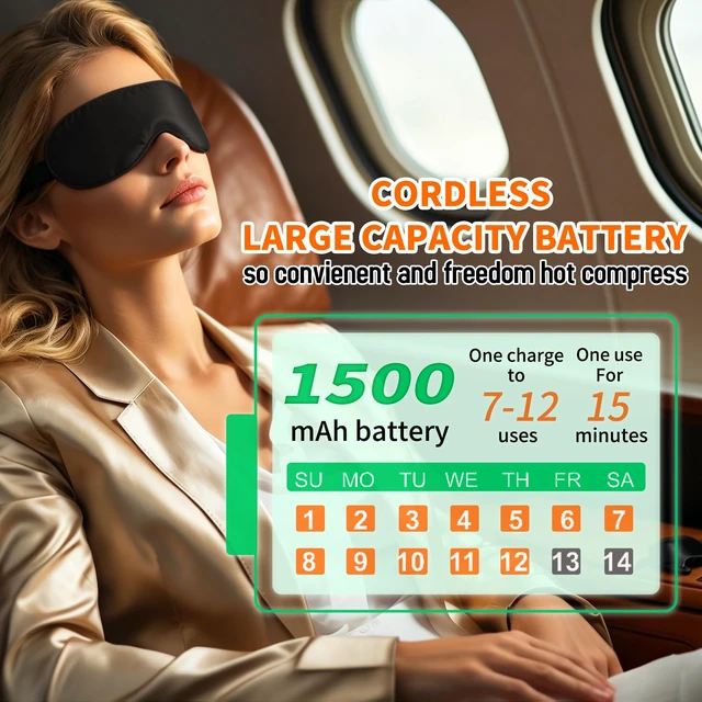 Alt view image 3 of 6 - Heated Eye Mask for Dry Eyes Relief, Precise Heating Fits Eyelids,FSA-HSA Eligible,Engineered Cordless Warm Eye Compress for MGD, Styes, Slimmer Silk Sleep Eyeshade,Washable, Rechargeable