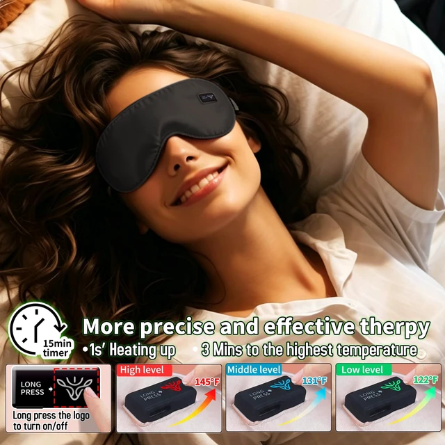 Alt view image 4 of 6 - Heated Eye Mask for Dry Eyes Relief, Precise Heating Fits Eyelids,FSA-HSA Eligible,Engineered Cordless Warm Eye Compress for MGD, Styes, Slimmer Silk Sleep Eyeshade,Washable, Rechargeable