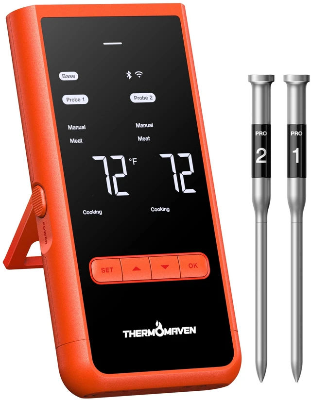 Main image of Smart WiFi Wireless Meat Thermometer for Grilling with 2 Probes | Standalone Base, 6 Sensors, NIST Certified Accurate to ±0.5, 1000ft Wireless Connection, for BBQ/Smoke/Oven