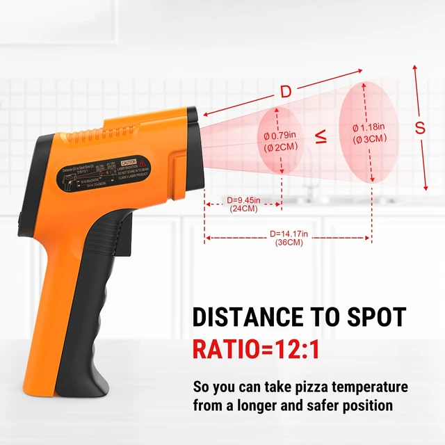 Alt view image 4 of 7 - TempScan Infrared Thermometer Gun for Pizza Oven Griddle HVAC | Temperature Gun with Adjustable Emissivity, Infrared Thermometer for Cooking BBQ Meat Engine, Temp Gun with -58~1022°F