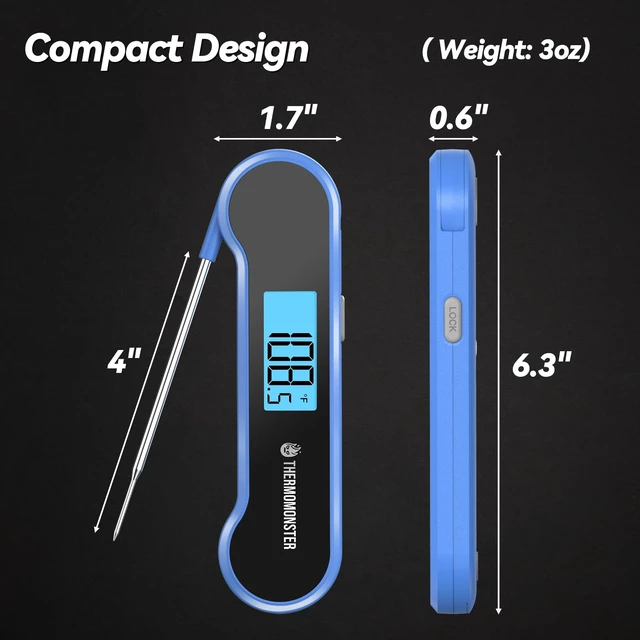 Alt view image 3 of 7 - 0.5 Sec Instant Read Meat Digital for Cooking, Blue | NIST ±0.5 Precision Food Thermometer, Kitchen Gadgets for Oven Grill Candy BBQ Accessories, Gifts for Him Dad Men Birthday