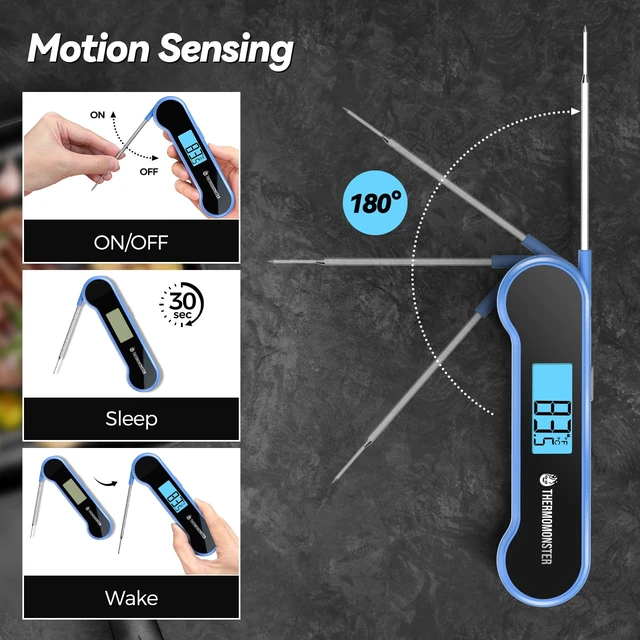Alt view image 6 of 7 - 0.5 Sec Instant Read Meat Digital for Cooking, Blue | NIST ±0.5 Precision Food Thermometer, Kitchen Gadgets for Oven Grill Candy BBQ Accessories, Gifts for Him Dad Men Birthday