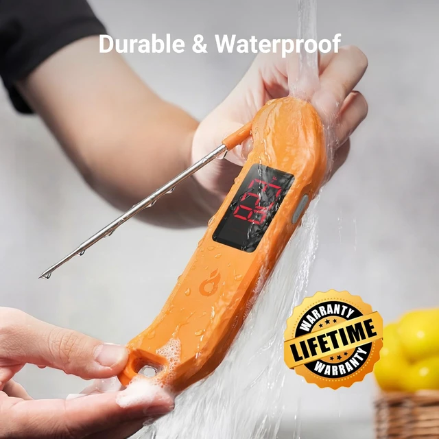Alt view image 6 of 7 - 1 Sec Professional Digital Meat Thermometer, ±0.5 Accuracy | NIST&NSF Certified, Auto-Rotating LED Display, Waterproof, Folding Food Thermometer for Restaurant, Grill & BBQ, Black