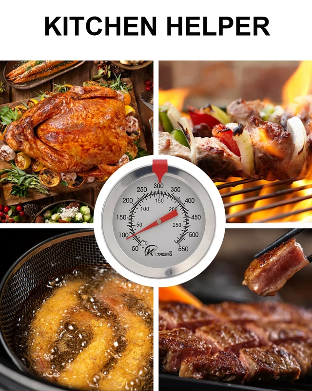 Alt view image 4 of 6 - Candy/Deep Fry Thermometer with Instant Read,Oil Thermometer,8" Stainless Steel Stem Meat Cooking Thermometer,Best for Turkey,BBQ,Grill