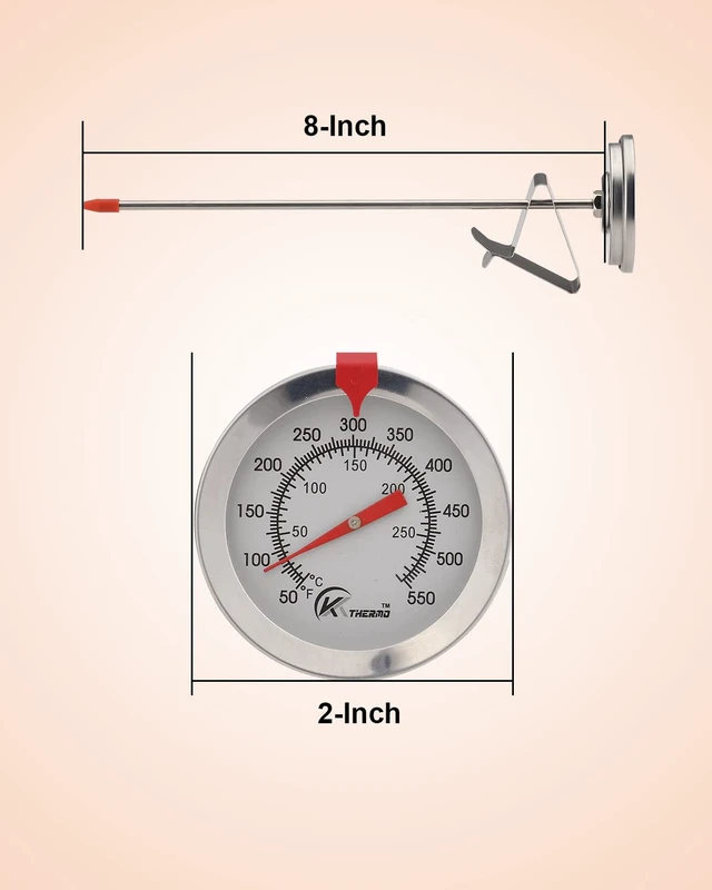 Alt view image 5 of 6 - Candy/Deep Fry Thermometer with Instant Read,Oil Thermometer,8" Stainless Steel Stem Meat Cooking Thermometer,Best for Turkey,BBQ,Grill