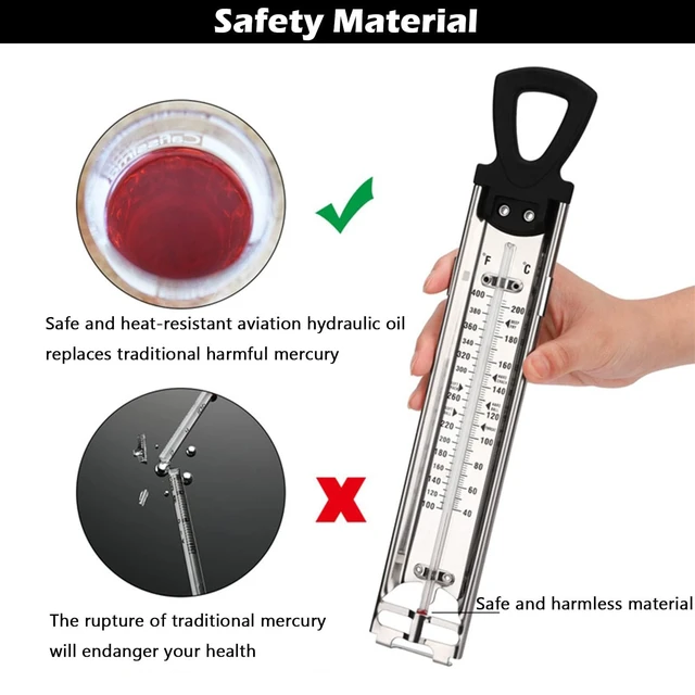 Alt view image 2 of 7 - Candy Thermometer with Pot Clip, Cooking Oil Thermometer for Frying | Stainless Steel Instant Read Candy Thermometer for Candy Making, Kitchen Thermometer for Candy, Jam, Syrup, and Deep Fry