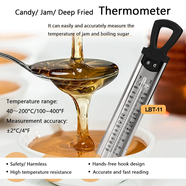 Alt view image 3 of 7 - Candy Thermometer with Pot Clip, Cooking Oil Thermometer for Frying | Stainless Steel Instant Read Candy Thermometer for Candy Making, Kitchen Thermometer for Candy, Jam, Syrup, and Deep Fry