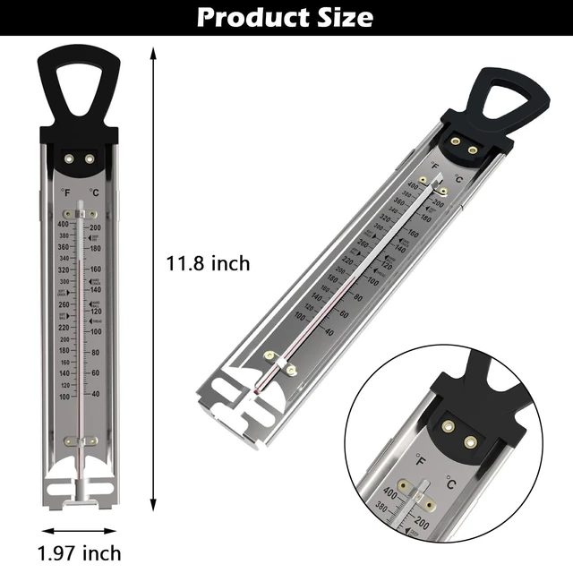 Alt view image 7 of 7 - Candy Thermometer with Pot Clip, Cooking Oil Thermometer for Frying | Stainless Steel Instant Read Candy Thermometer for Candy Making, Kitchen Thermometer for Candy, Jam, Syrup, and Deep Fry