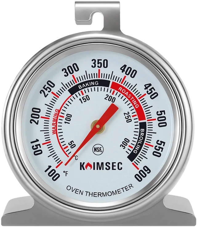 Main image of Oven Thermometer for Temperature Gauge, Safe for Inside Gas/Electric/Grill Smoker, Analog Dial Stainless Steel Oven Thermometers with Large Hanger & Baser for Instant Reading in Cooking Baking