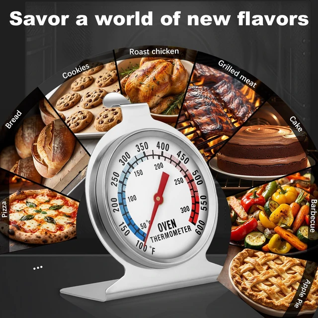 Alt view image 2 of 7 - Oven Thermometer for Gas & Electric Ovens, 100°F-600°F | Precision Mechanical Thermometer with Hanging Hook & Stand, Perfect Inside Oven Thermometer for Baking, Grilling, Air Fryers
