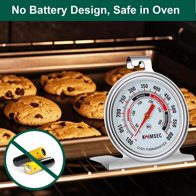 Alt view image 3 of 7 - Oven Thermometer for Temperature Gauge, Safe for Inside Gas/Electric/Grill Smoker, Analog Dial Stainless Steel Oven Thermometers with Large Hanger & Baser for Instant Reading in Cooking Baking