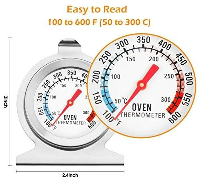 Alt view image 2 of 7 - in Oven Thermometer for Grill Smoker BBQ 50-300°C/100-600°F, Instant Read Precision Stainless Steel Electric/Gas Oven Thermometers, Analog Thermometer Gauge for Kitchen Cooking Baking