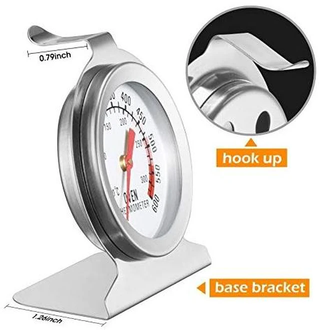Alt view image 3 of 7 - in Oven Thermometer for Grill Smoker BBQ 50-300°C/100-600°F, Instant Read Precision Stainless Steel Electric/Gas Oven Thermometers, Analog Thermometer Gauge for Kitchen Cooking Baking