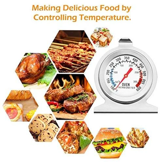 Alt view image 6 of 7 - in Oven Thermometer for Grill Smoker BBQ 50-300°C/100-600°F, Instant Read Precision Stainless Steel Electric/Gas Oven Thermometers, Analog Thermometer Gauge for Kitchen Cooking Baking