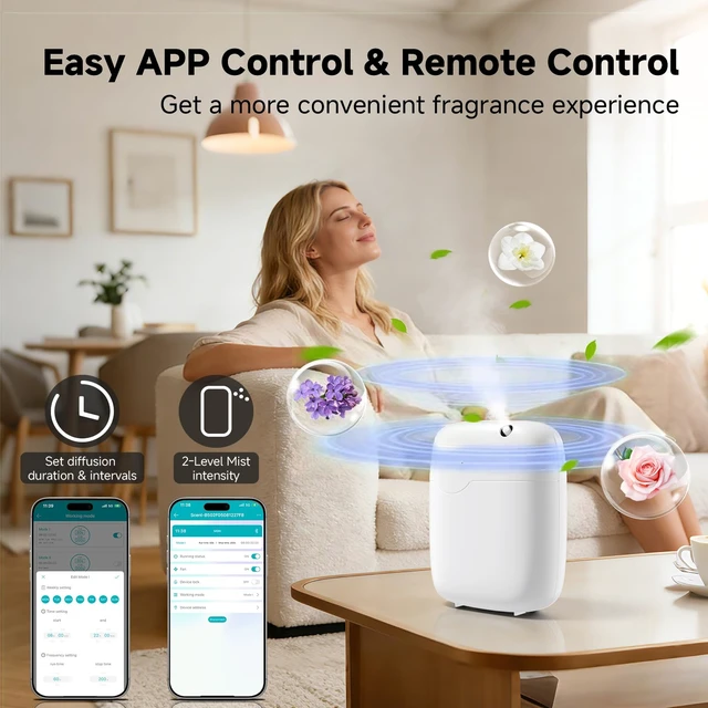 Alt view image 3 of 7 - Waterless Essential Oil Diffuser for Home Large Room Hotel Whole House Gift | Scent Diffuser Up to 3000 sq ft, Smart Cold Air Scent Oil Machine, App & Panel Control,Long Lasting Aroma,No Water,400mL