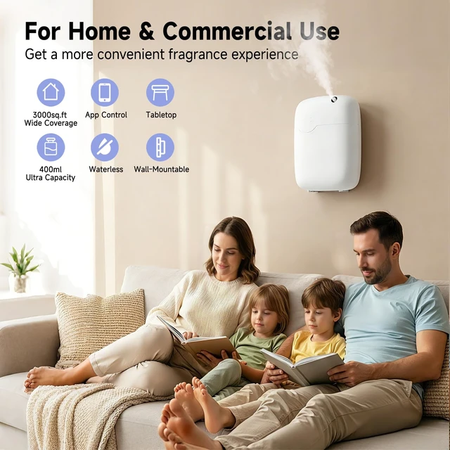 Alt view image 4 of 7 - Waterless Essential Oil Diffuser for Home Large Room Hotel Whole House Gift | Scent Diffuser Up to 3000 sq ft, Smart Cold Air Scent Oil Machine, App & Panel Control,Long Lasting Aroma,No Water,400mL