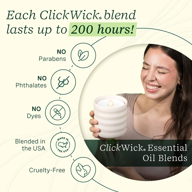 Alt view image 5 of 6 - Flameless Candle Diffuser with 2 Clickwick Essential Oil Blends | Cordless & Waterless Diffuser for Home - Scented Electric Candles Blow Out Flame - Frosted Cream