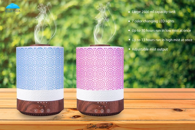 Alt view image 4 of 7 - 2500 ML Premium XL Large Essential Oil Diffuser Décor Dark Wood | Aroma Humidifier Diffuser Combo for Large Room, Long Run, LED Color Lights, High Mist,Timer, Night Mode, 2.5L Home Decor F004