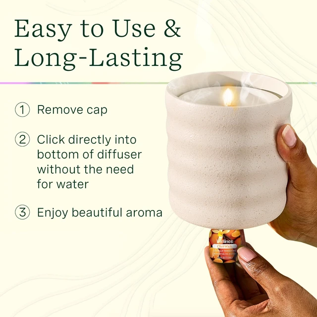 Alt view image 6 of 6 - Flameless Candle Diffuser with 2 Clickwick Essential Oil Blends | Cordless & Waterless Diffuser for Home - Scented Electric Candles Blow Out Flame - Frosted Cream